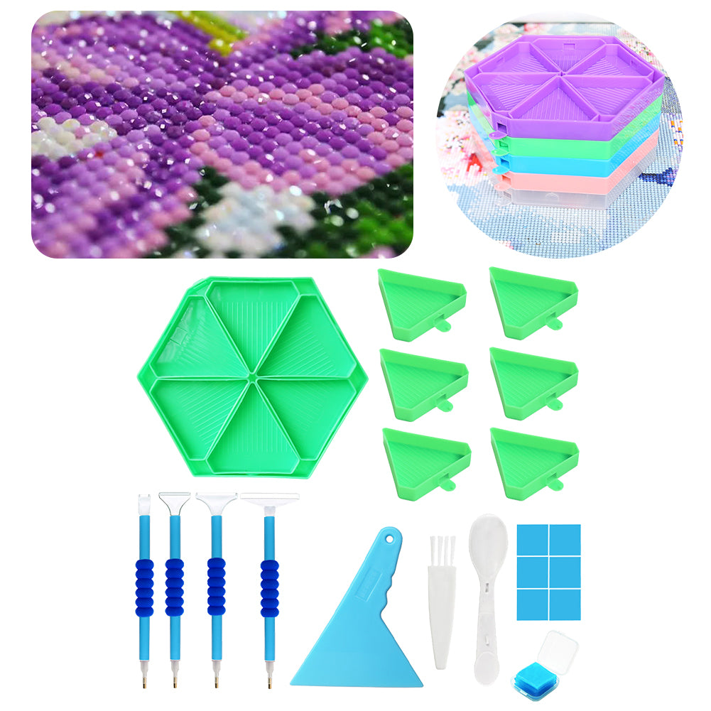 Diamond Painting Tool Accessory Tray Kit with Brush Spoon Pen Glue Clay (Set 1)