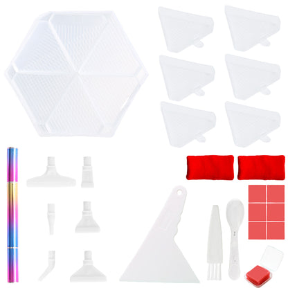 Diamond Painting Tool Accessory Tray Kit with Brush Spoon Glue Clays (Set 2)