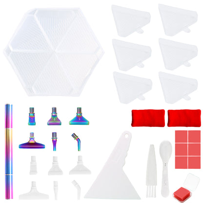 Diamond Painting Tool Accessory Tray Kit with Brush Spoon Glue Clays (Set 3)