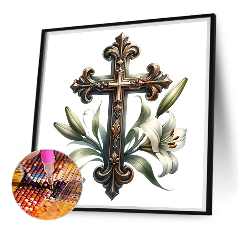 Cross Lily - Full Square Drill Diamond Painting 40*70CM