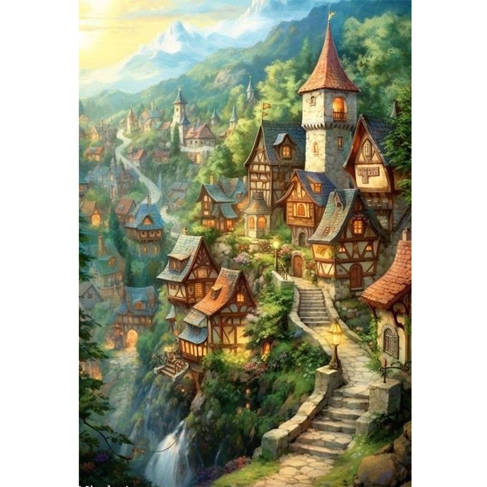 Mountain Village - 16CT Stamped Cross Stitch 40*60CM