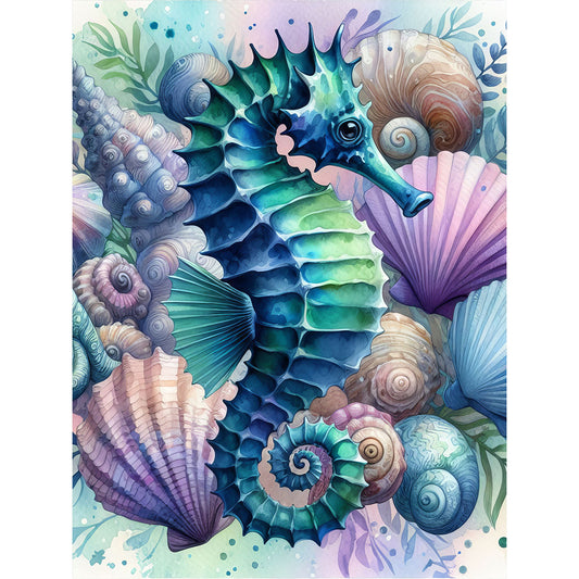 Flowers Seahorse - Full Round Drill Diamond Painting 30*40CM