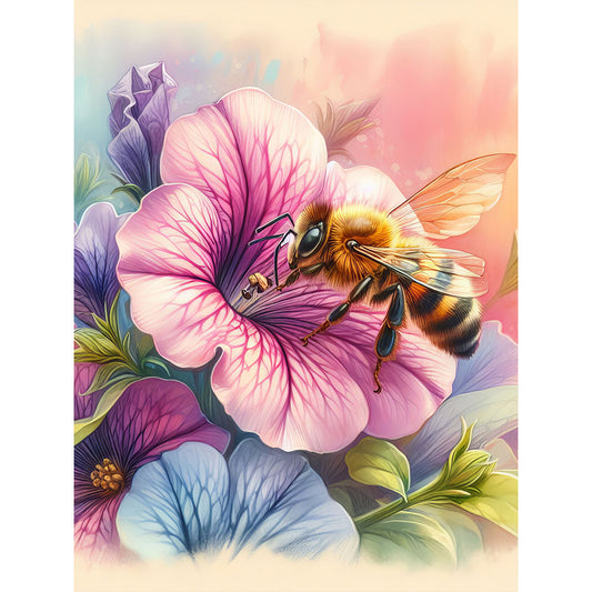 Flower Bee - Full Round Drill Diamond Painting 30*40CM