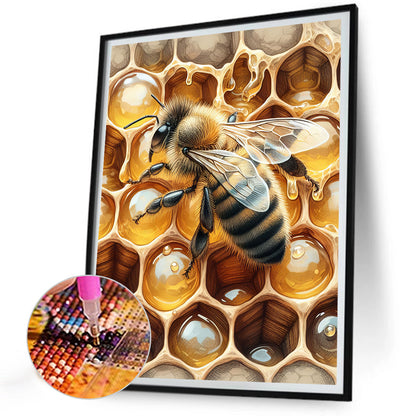 Flower Bee - Full Round Drill Diamond Painting 30*40CM