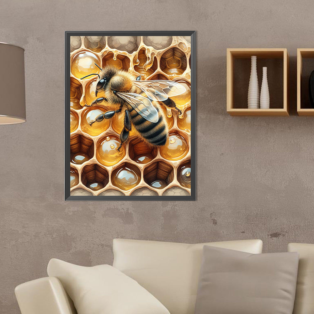 Flower Bee - Full Round Drill Diamond Painting 30*40CM