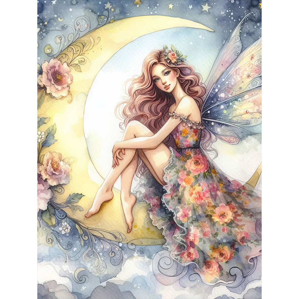 Moon Fairy - Full Round Drill Diamond Painting 30*40CM