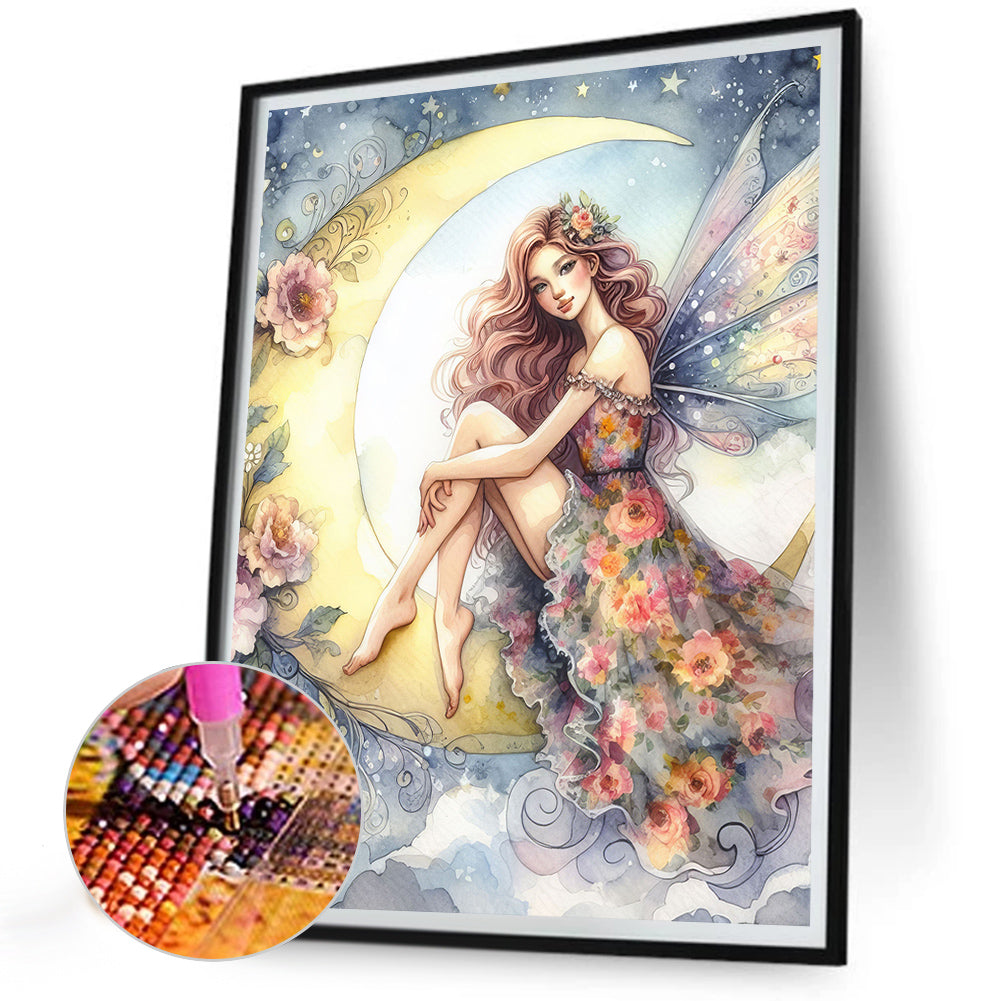 Moon Fairy - Full Round Drill Diamond Painting 30*40CM