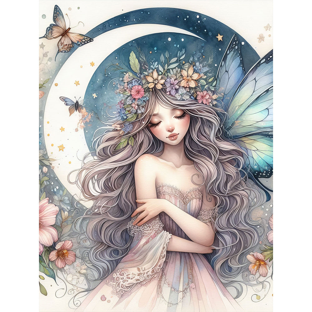 Moon Fairy - Full Round Drill Diamond Painting 30*40CM