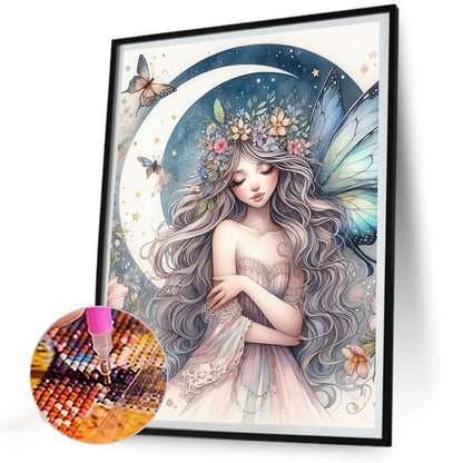 Moon Fairy - Full Round Drill Diamond Painting 30*40CM