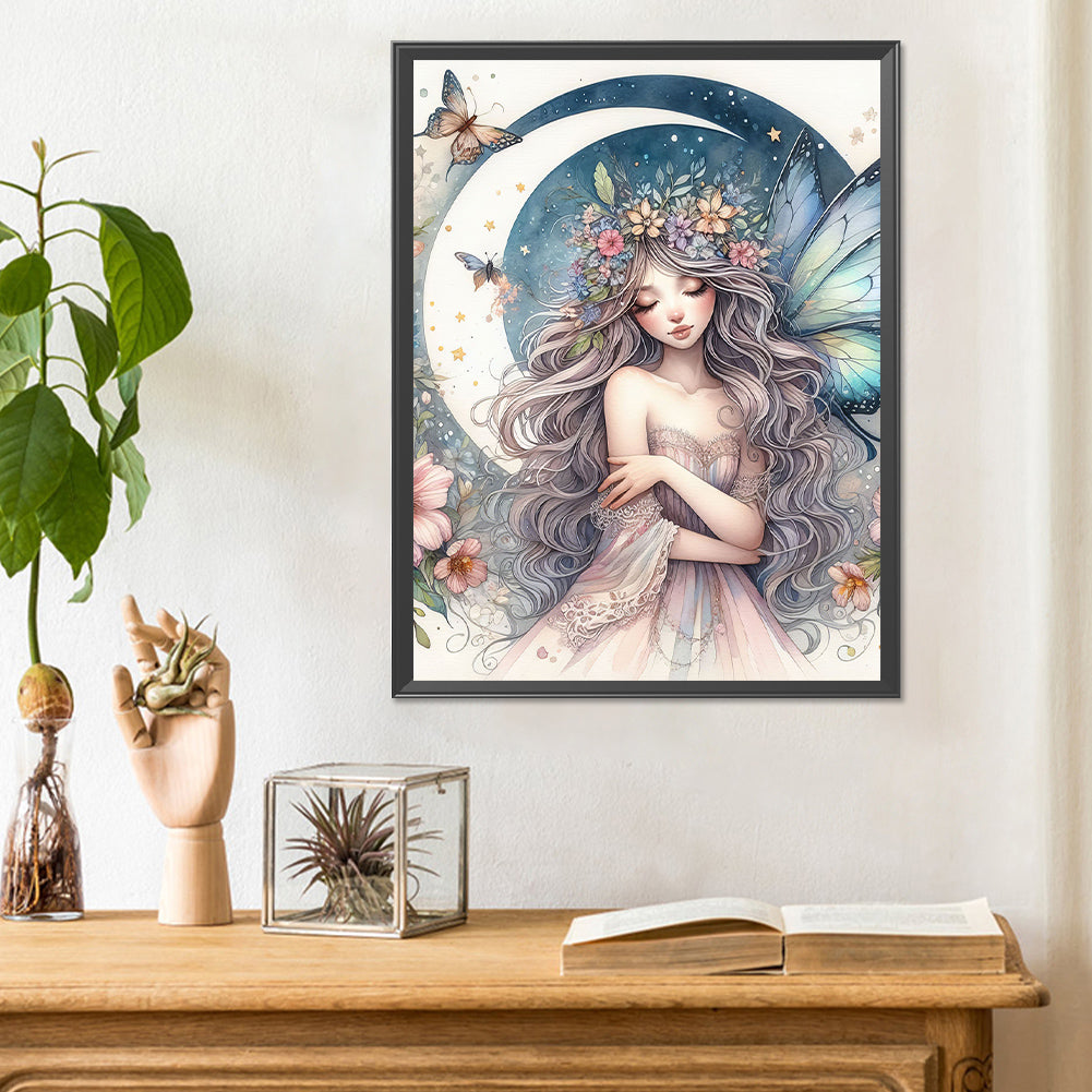 Moon Fairy - Full Round Drill Diamond Painting 30*40CM