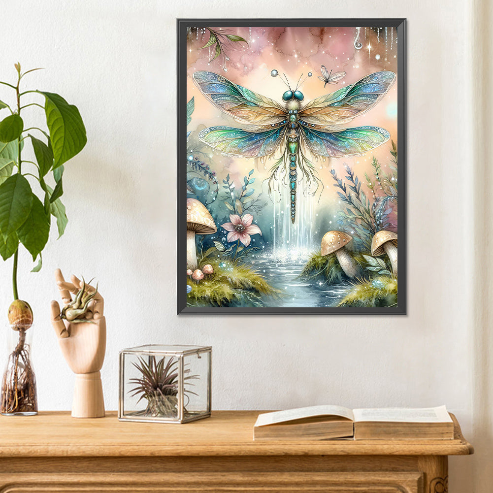 Romantic Dragonfly - Full Round Drill Diamond Painting 30*40CM