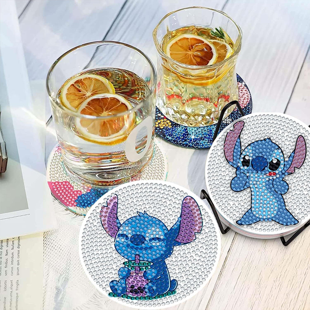 8 Pcs Stitch Diamond Art Coasters With Holder Diamond Art Painting Coasters Kits