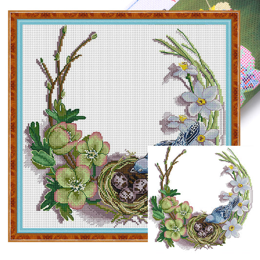 Bird'S Nest Garland - 14CT Stamped Cross Stitch 34*33CM(Joy Sunday)