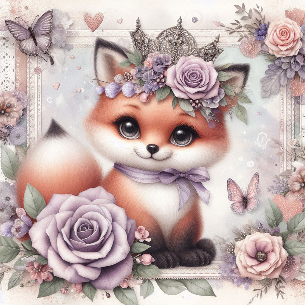 Rose Fox - Full Round Drill Diamond Painting 30*30CM