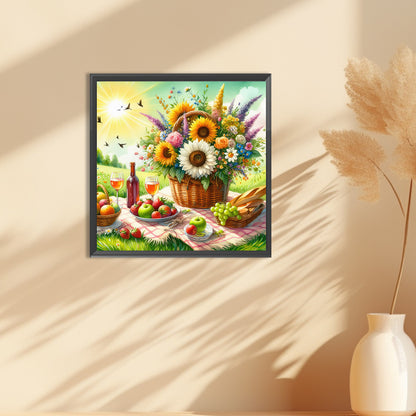 Spring Outdoor Flowers And Fruits - Full Round Drill Diamond Painting 30*30CM
