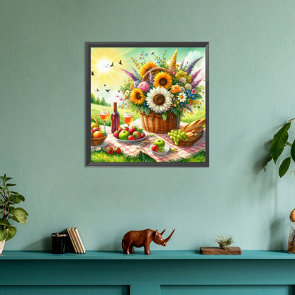 Spring Outdoor Flowers And Fruits - Full Round Drill Diamond Painting 30*30CM