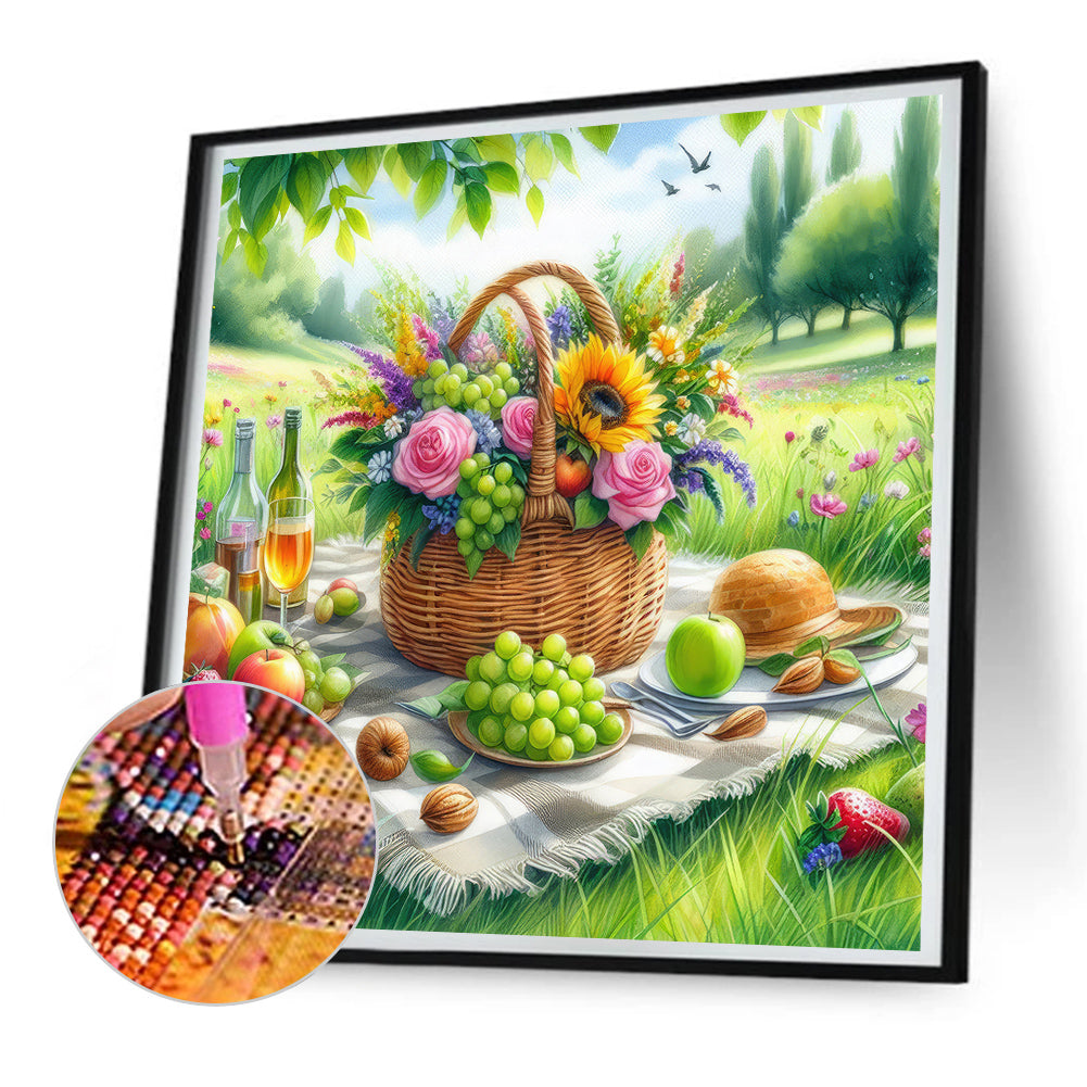 Spring Outdoor Flowers And Fruits - Full Round Drill Diamond Painting 30*30CM