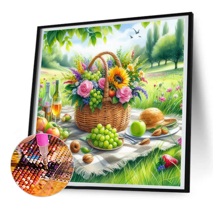 Spring Outdoor Flowers And Fruits - Full Round Drill Diamond Painting 30*30CM