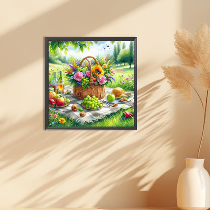 Spring Outdoor Flowers And Fruits - Full Round Drill Diamond Painting 30*30CM