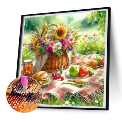 Spring Outdoor Flowers And Fruits - Full Round Drill Diamond Painting 30*30CM
