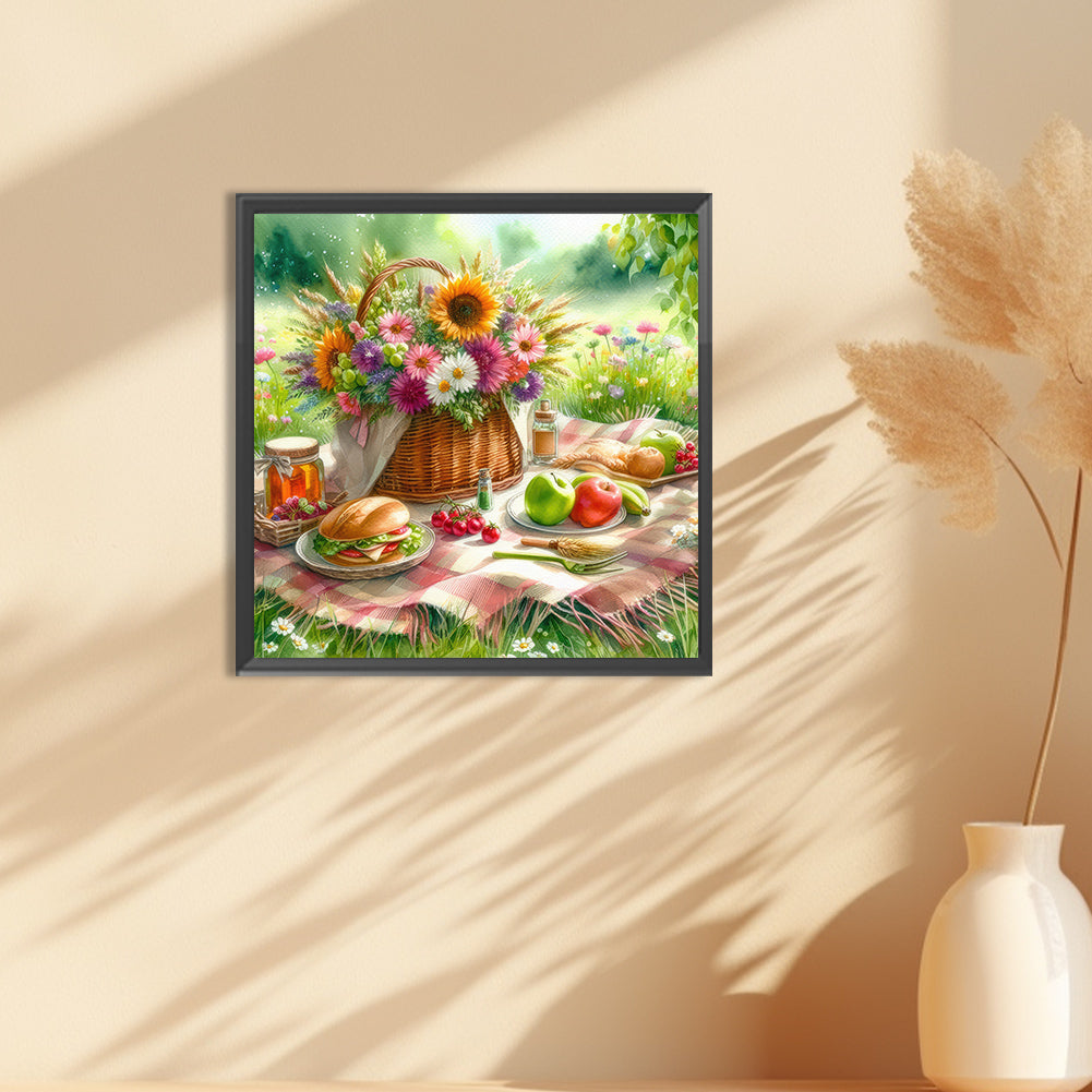 Spring Outdoor Flowers And Fruits - Full Round Drill Diamond Painting 30*30CM