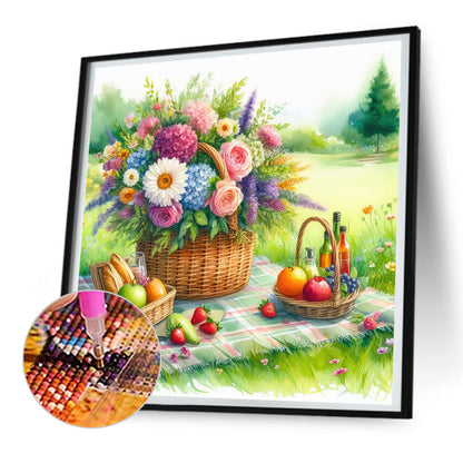 Spring Outdoor Flowers And Fruits - Full Round Drill Diamond Painting 30*30CM