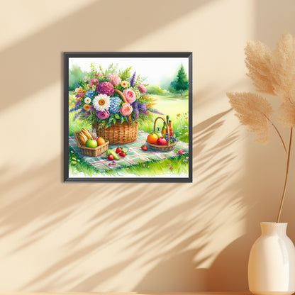 Spring Outdoor Flowers And Fruits - Full Round Drill Diamond Painting 30*30CM