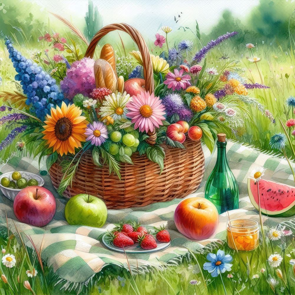 Spring Outdoor Flowers And Fruits - Full Round Drill Diamond Painting 30*30CM