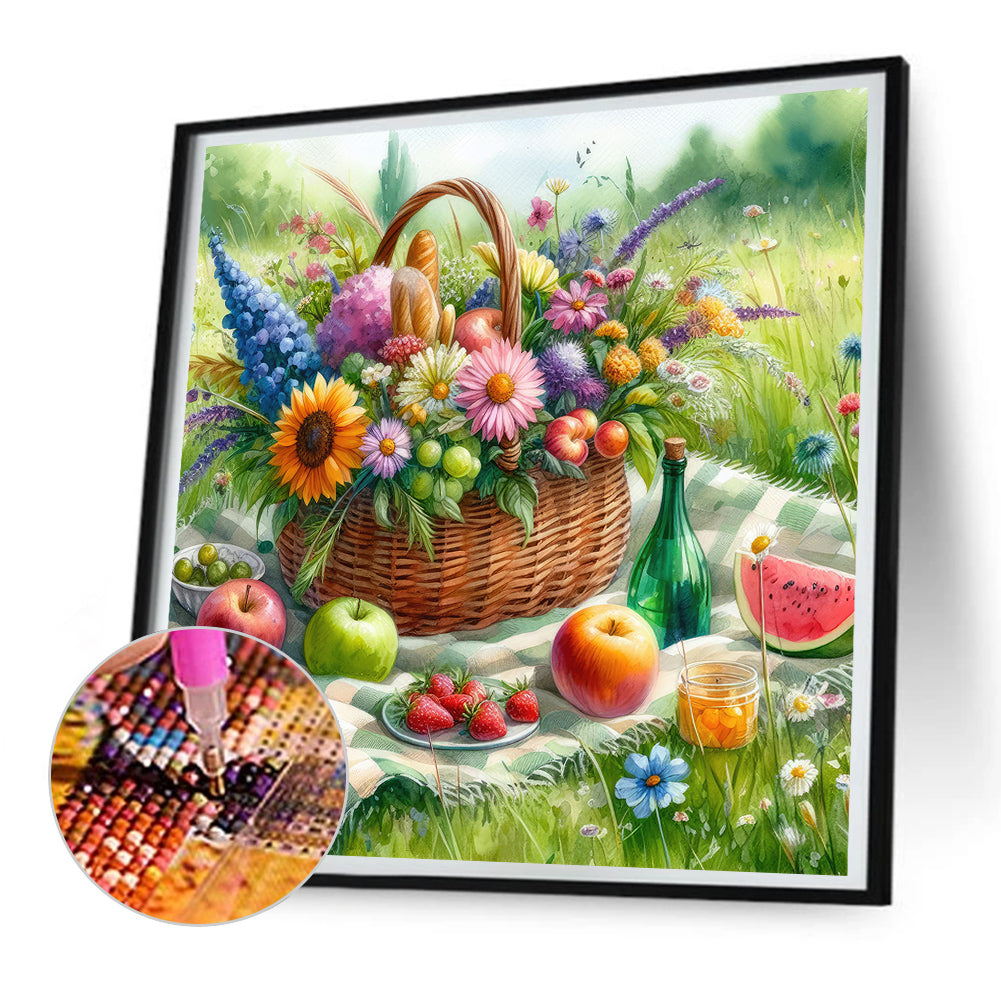 Spring Outdoor Flowers And Fruits - Full Round Drill Diamond Painting 30*30CM