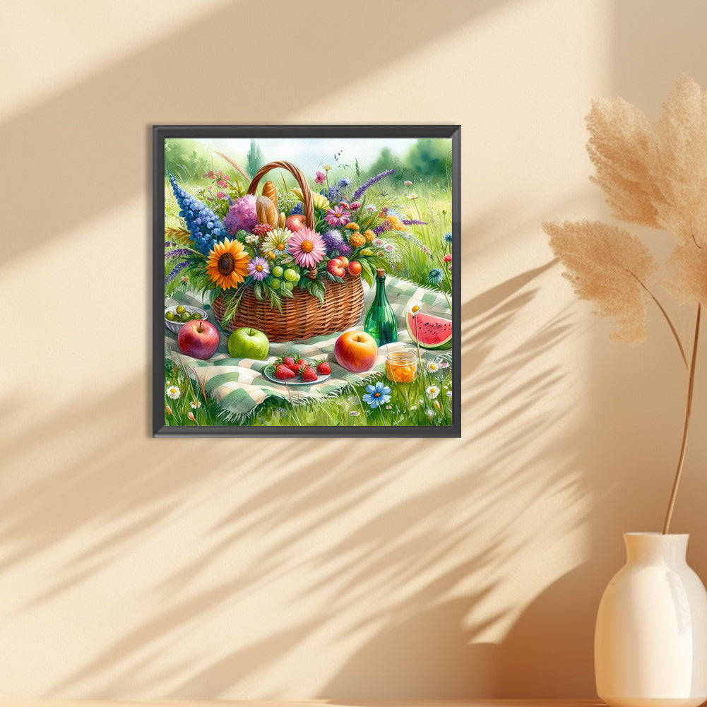 Spring Outdoor Flowers And Fruits - Full Round Drill Diamond Painting 30*30CM