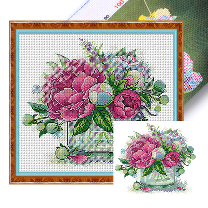 Peony 2 - 14CT Stamped Cross Stitch 31*29CM(Joy Sunday)