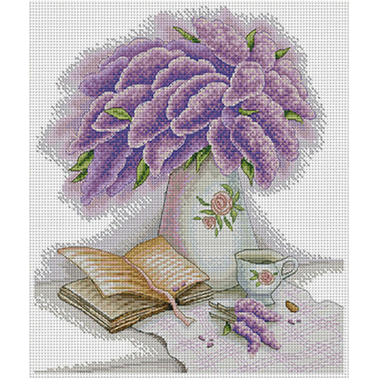 Hyacinth And Book - 14CT Stamped Cross Stitch 34*37CM(Joy Sunday)