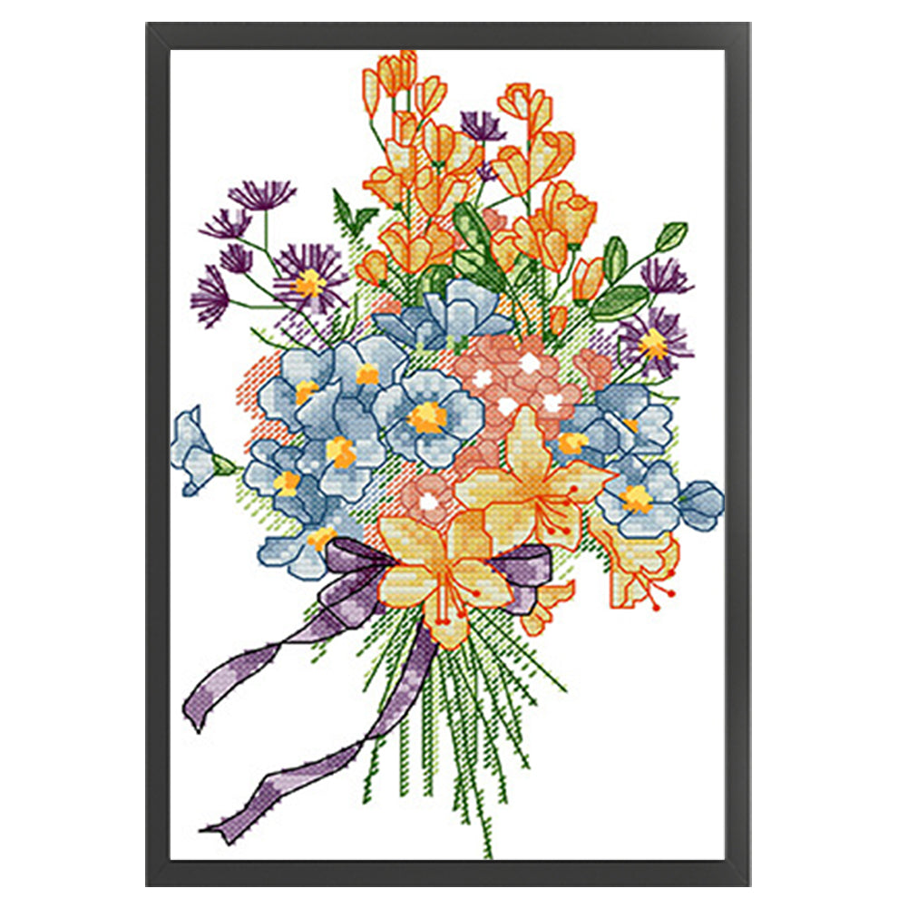 Wildflower Bouquet - 14CT Stamped Cross Stitch 18*28CM(Joy Sunday)