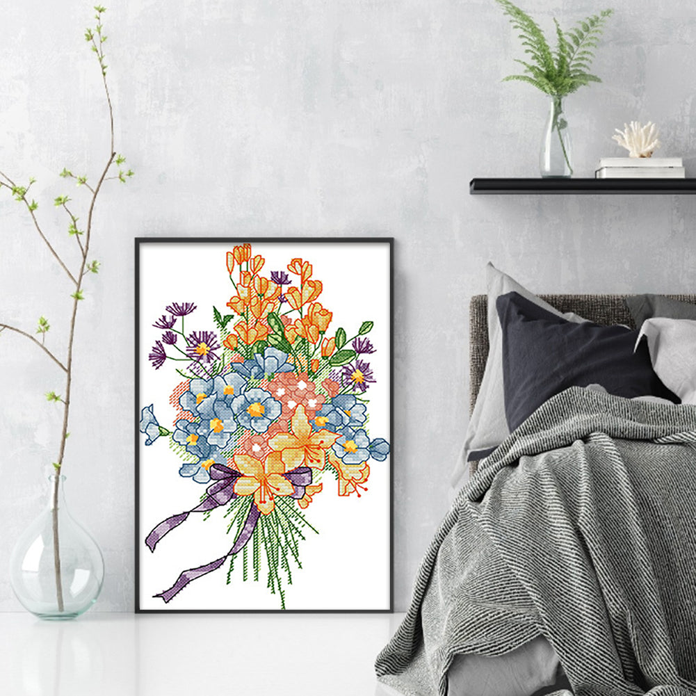 Wildflower Bouquet - 14CT Stamped Cross Stitch 18*28CM(Joy Sunday)