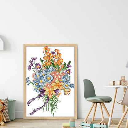 Wildflower Bouquet - 14CT Stamped Cross Stitch 18*28CM(Joy Sunday)