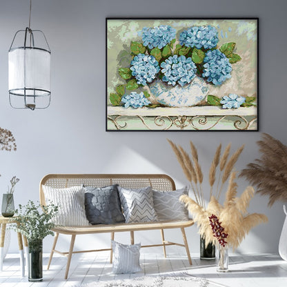 Blue Hydrangeas - 14CT Stamped Cross Stitch 58*48CM(Joy Sunday)