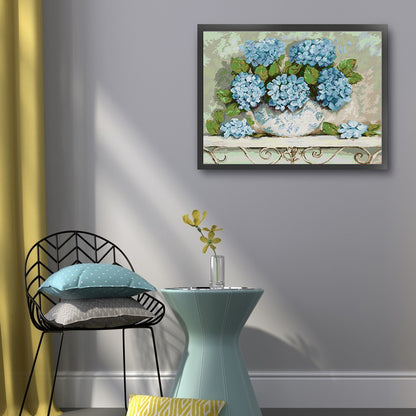 Blue Hydrangeas - 14CT Stamped Cross Stitch 58*48CM(Joy Sunday)