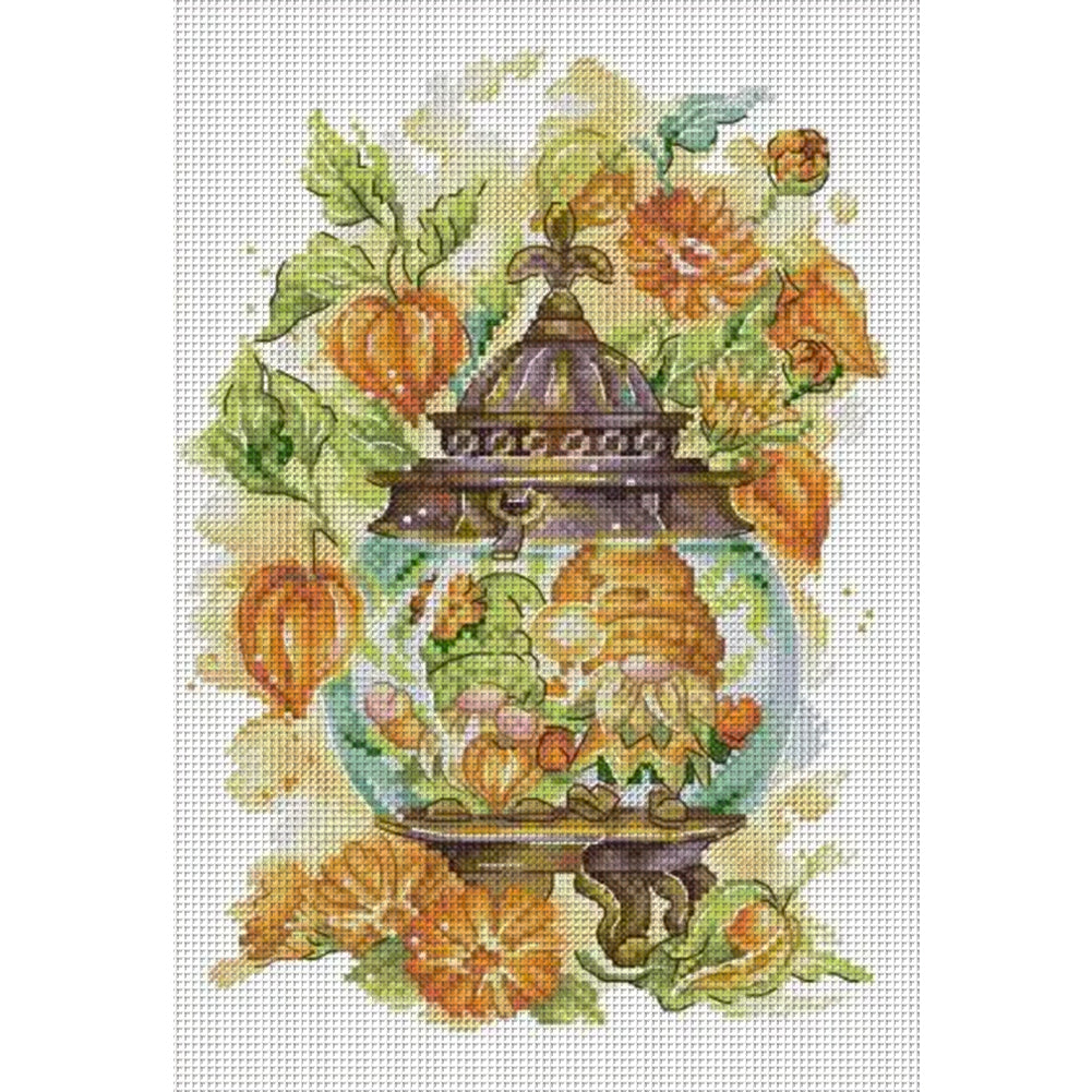 The Dwarf In The Lantern - 14CT Stamped Cross Stitch 25*34CM(Joy Sunday)