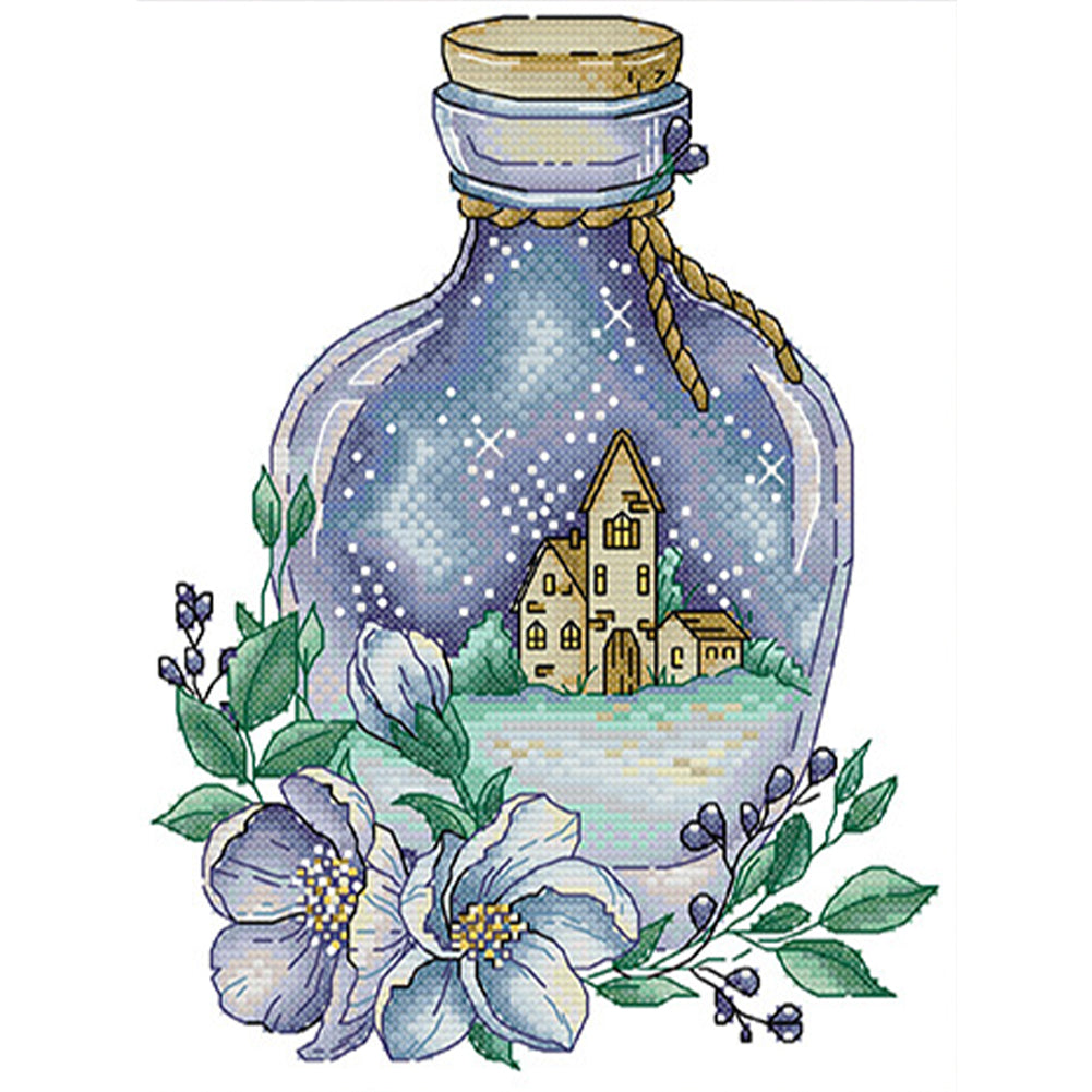 Night In A Magic Bottle - 14CT Stamped Cross Stitch 22*29CM(Joy Sunday)