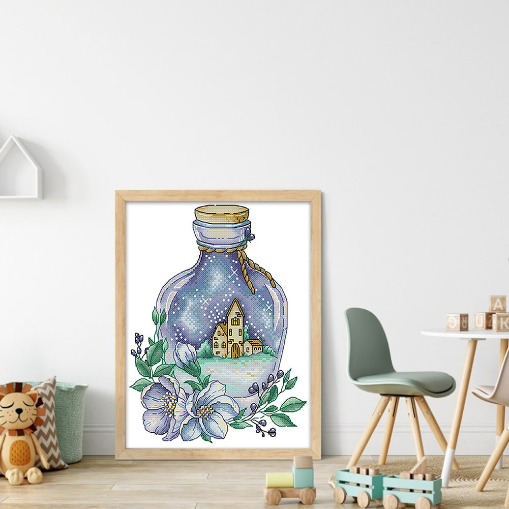 Night In A Magic Bottle - 14CT Stamped Cross Stitch 22*29CM(Joy Sunday)