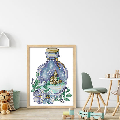 Night In A Magic Bottle - 14CT Stamped Cross Stitch 22*29CM(Joy Sunday)