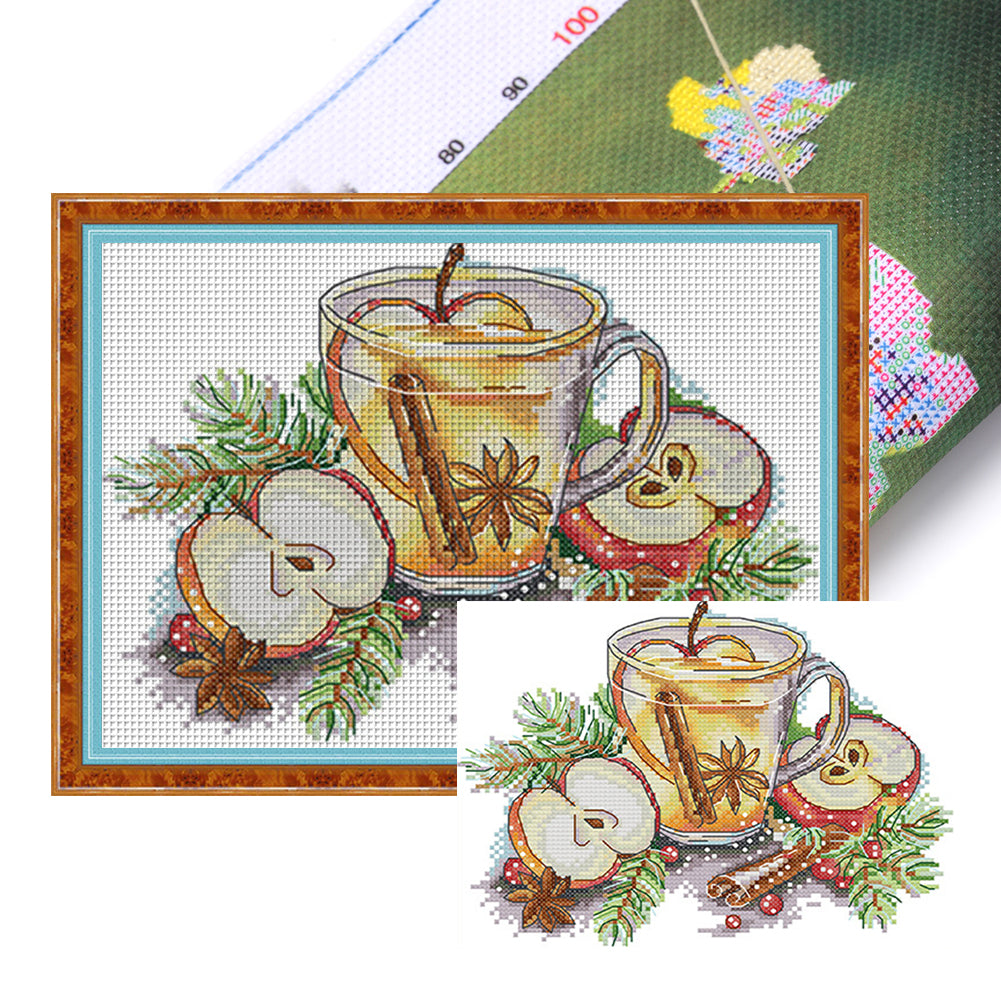 Apple Afternoon Tea - 14CT Stamped Cross Stitch 26*19CM(Joy Sunday)