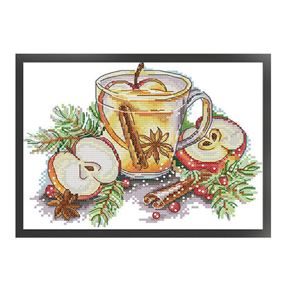 Apple Afternoon Tea - 14CT Stamped Cross Stitch 26*19CM(Joy Sunday)