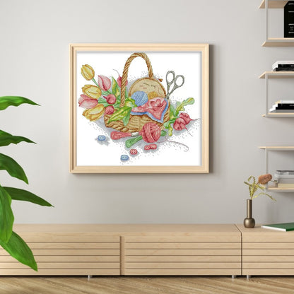 Flower Basket - 14CT Stamped Cross Stitch 42*36CM(Joy Sunday)