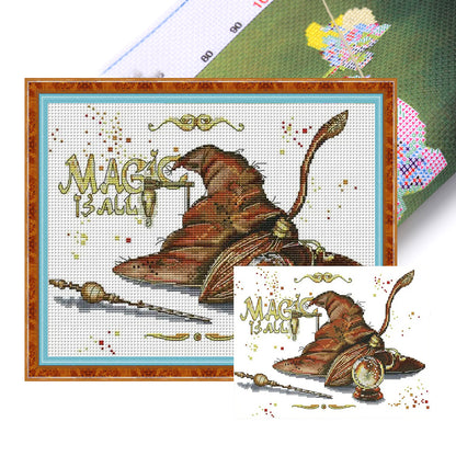 Magic Props - 14CT Stamped Cross Stitch 34*27CM(Joy Sunday)