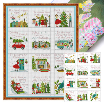 Happy Christmas Holidays - 14CT Stamped Cross Stitch 36*47CM(Joy Sunday)