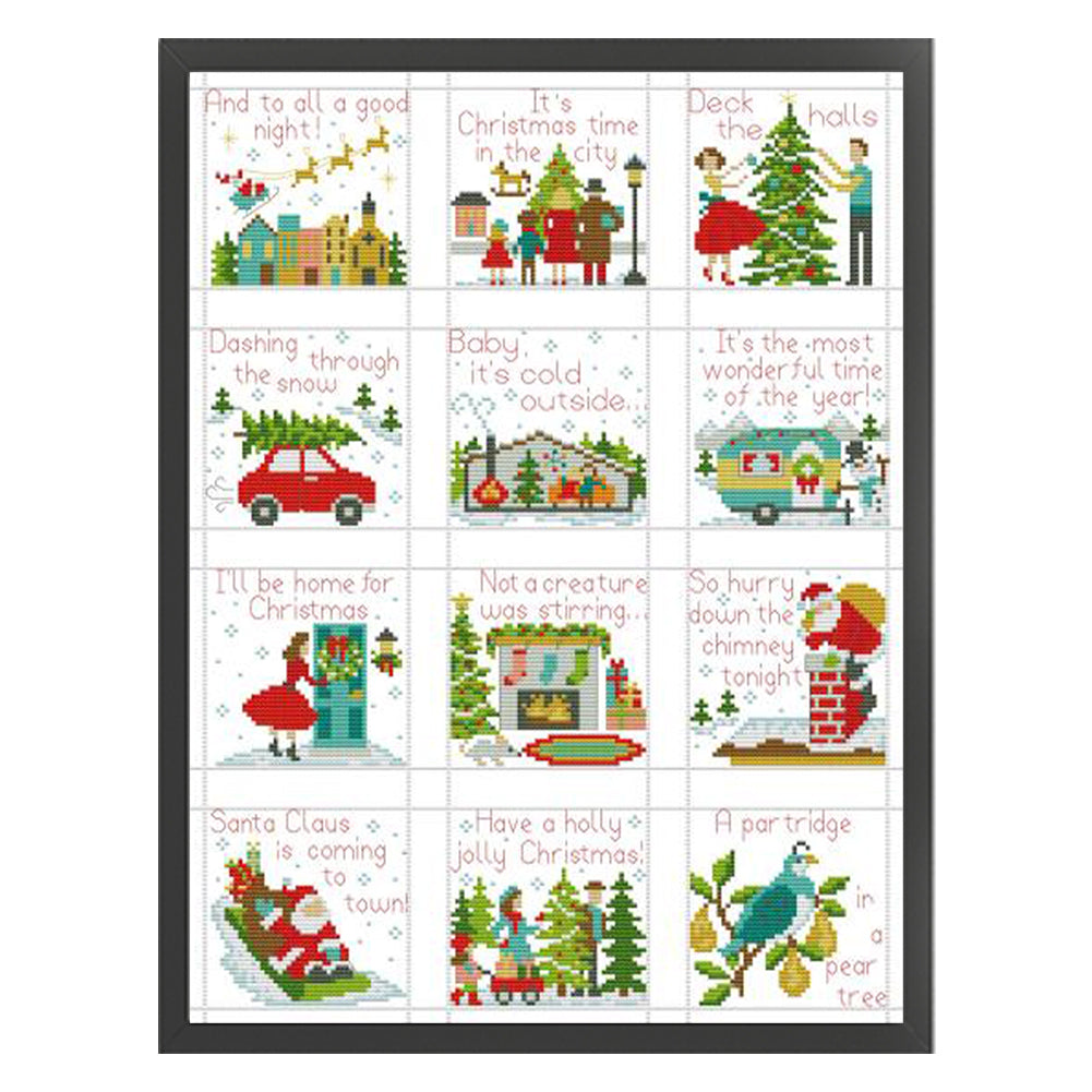 Happy Christmas Holidays - 14CT Stamped Cross Stitch 36*47CM(Joy Sunday)