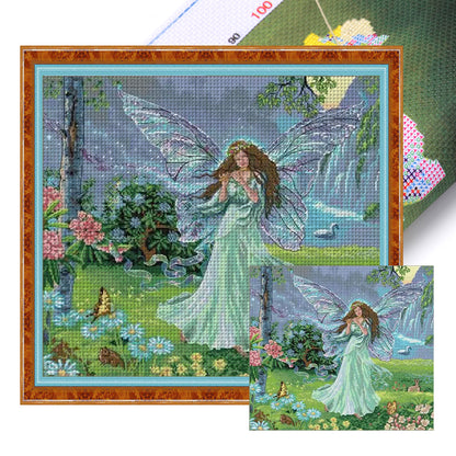 Butterfly Fairy In Blue - 14CT Stamped Cross Stitch 49*43CM(Joy Sunday)