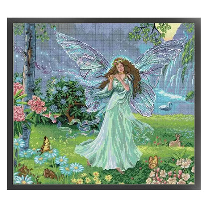 Butterfly Fairy In Blue - 14CT Stamped Cross Stitch 49*43CM(Joy Sunday)