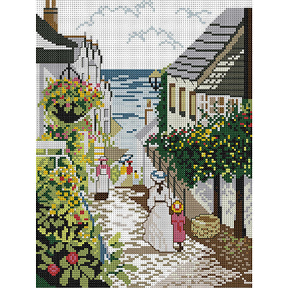 Seaside Town - 14CT Stamped Cross Stitch 27*34CM(Joy Sunday)